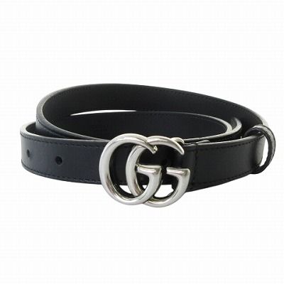 GUCCIダブルGロゴ レディースベルト　美品、稀少品です。 ダブルG スリムベルトブラック レザー | GUCCI公式