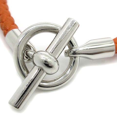 エルメス HERMES グレナン レザー ブレスレット オレンジ