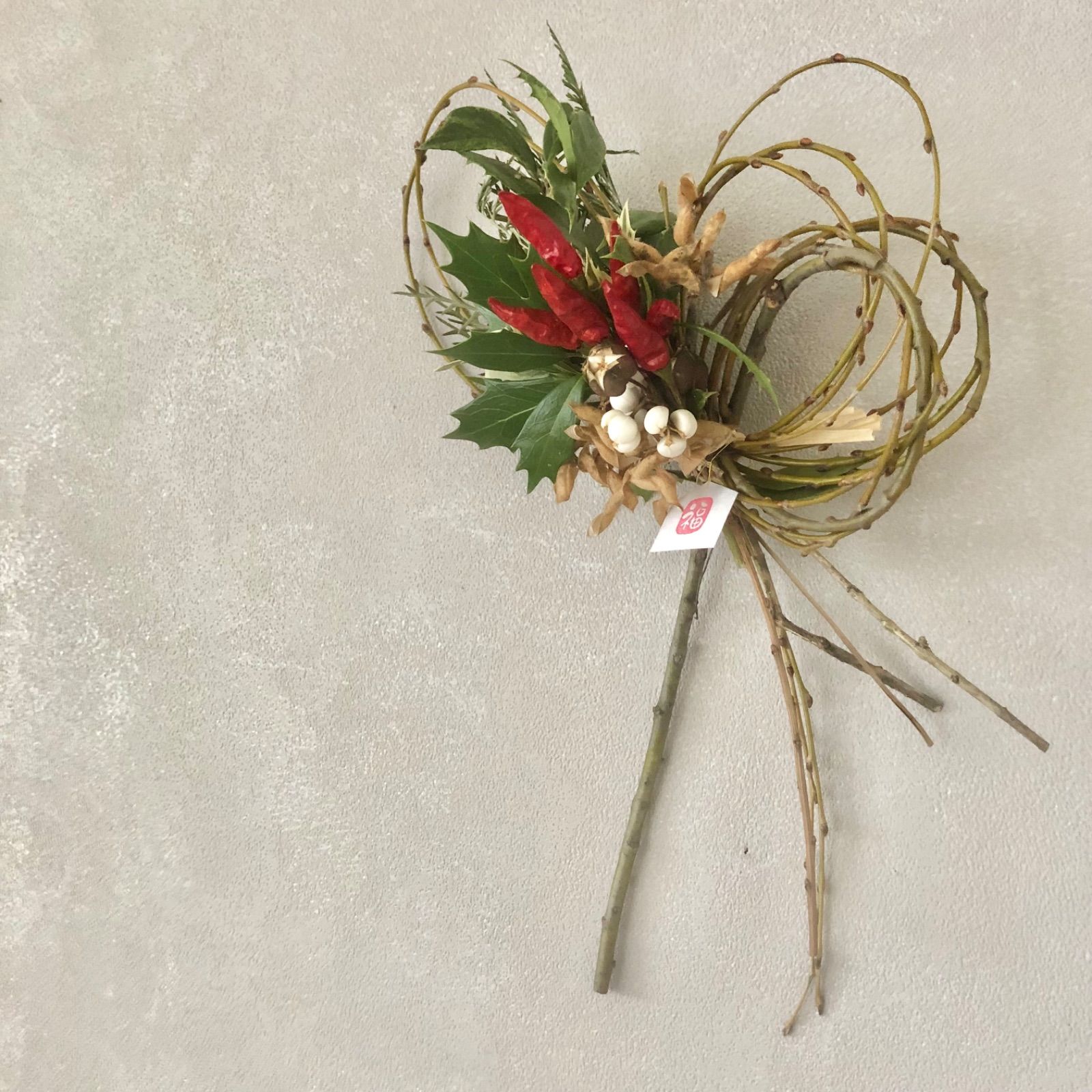 柊と豆殻 赤唐辛子の福を呼ぶ節分飾り 29cm - メルカリ