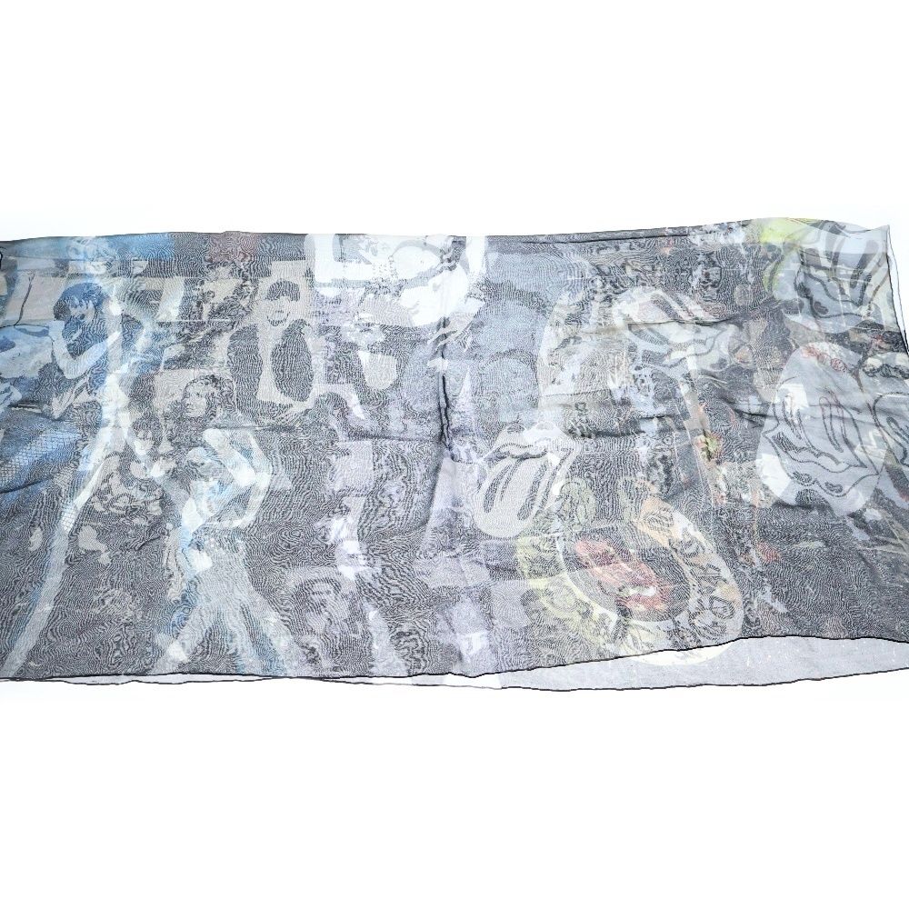 CHROME HEARTS (クロムハーツ) LIPSTONGUE ROLLING STONES SILK SCARF