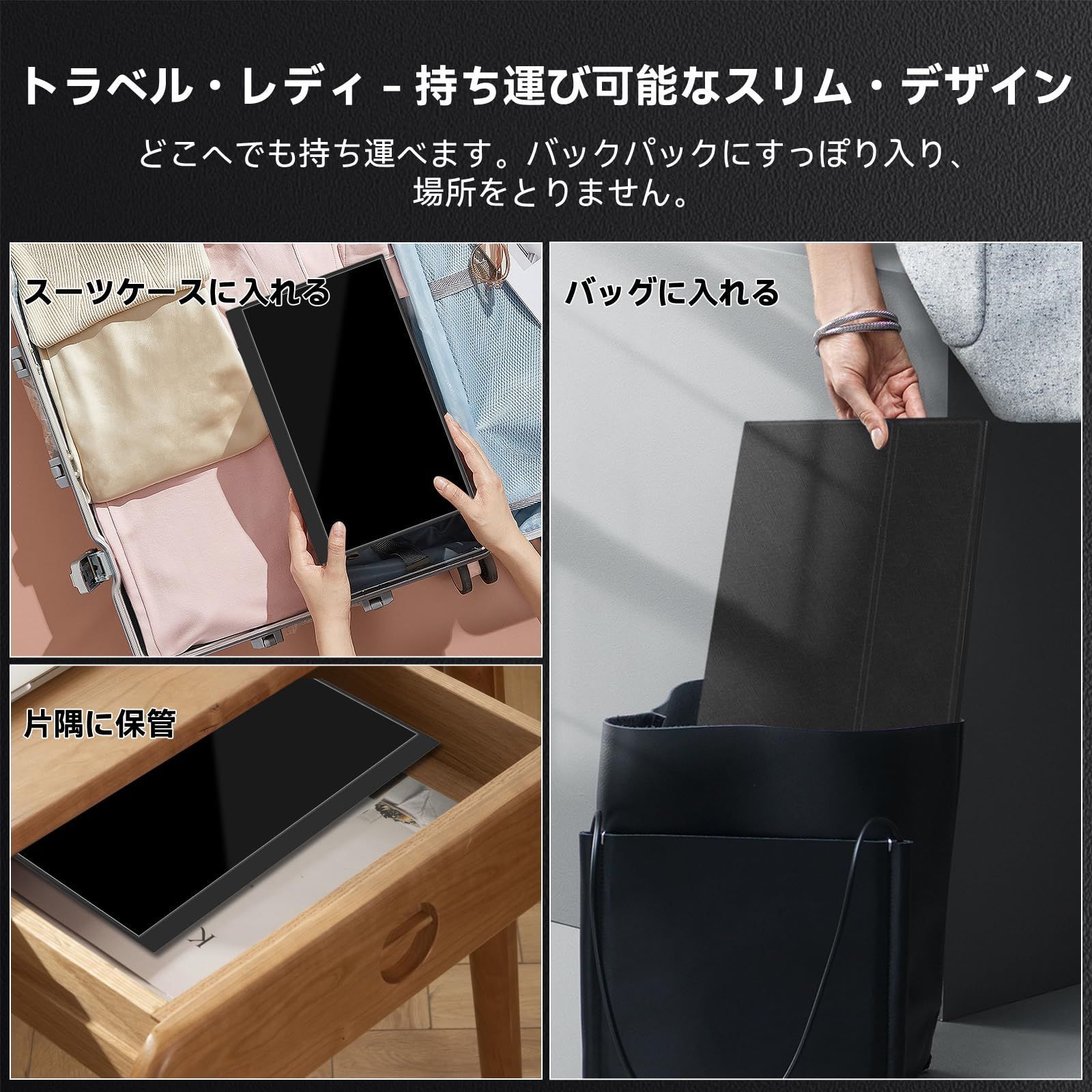 ゲーミング用 120hz ポータブルディスプレイ 薄型 15.6インチ2K 軽量IPS液晶パネル VESA 保護カバーType-C モバイルモニター HDMI PS4 XBOX Switch PC Macなど対応