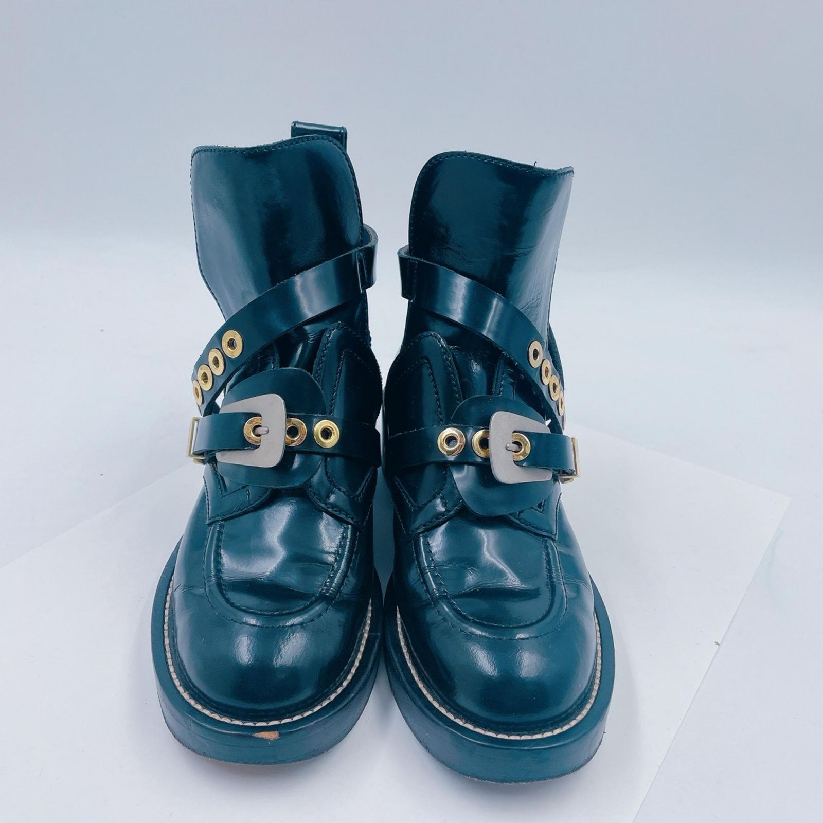 BALENCIAGA バレンシアガ レースアップ風 ストラップブーツ カットアウトブーツ セインチュール アンクルブーツ レディース