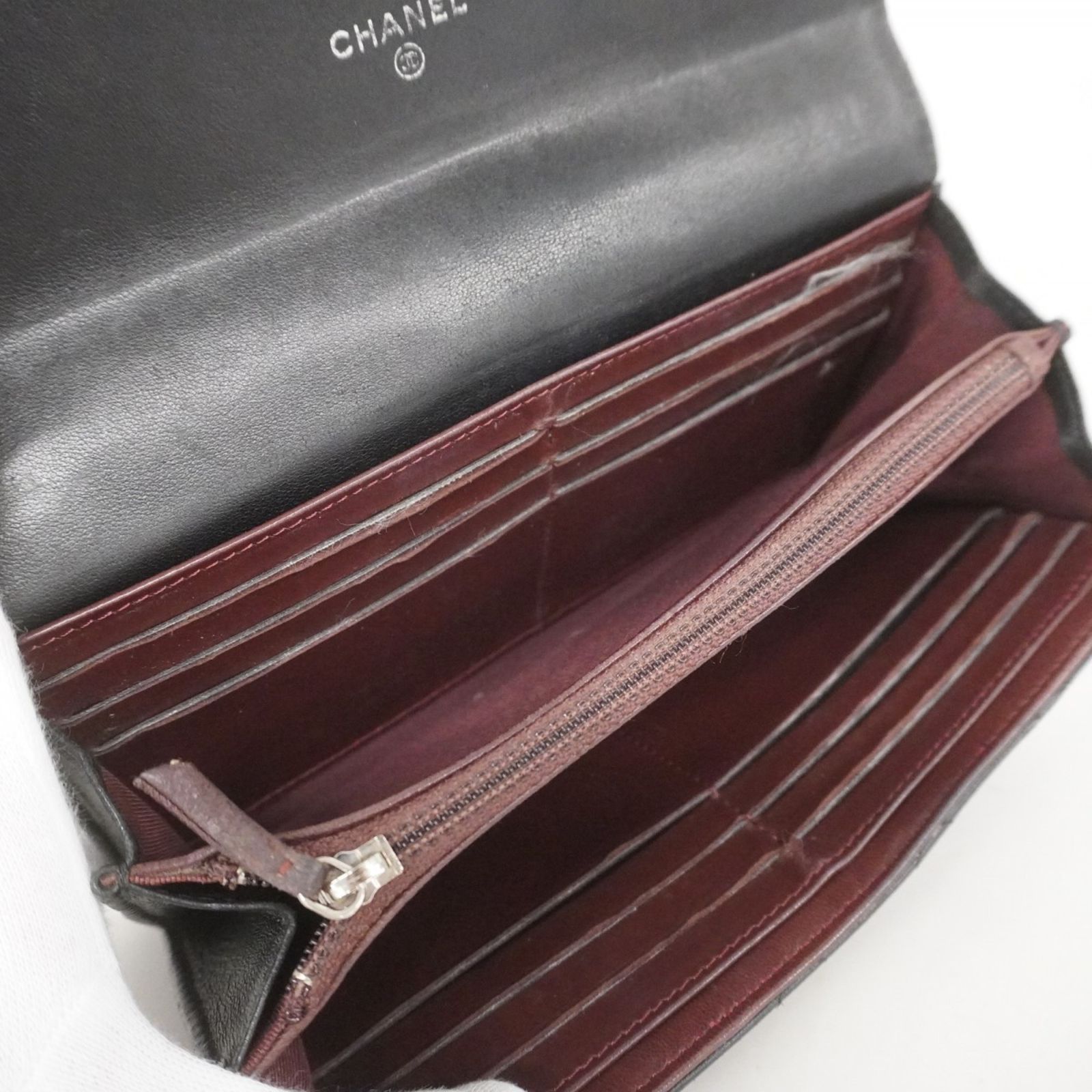 CHANEL＊シャネル＊フラップ＊長財布＊マトラッセ＊ラムスキン＊ 正規品 CHANEL シャネル ラムスキン マトラッセ 三つ折り 長財布