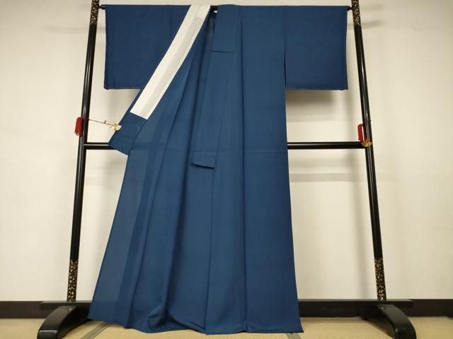 平和屋着物 夏物 色無地 絽 紺鼠色 正絹 AABA6588jd