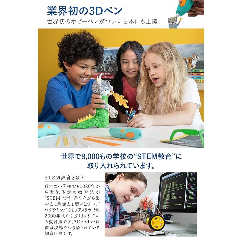 公式 低温設計 3Dペン 世界350万販売 3Doodler Start アートペン キッズ 女の子 男の子 誕生日 プレゼント 子供 おもちゃ 知育 玩具 クリスマス フィラメント 幼稚園 保育園 小学生 立体 ペン お絵かき 制作 自由工 1
