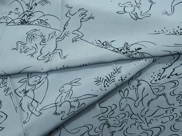 平和屋着物●男性 長襦袢 袷 鳥獣戯画 正絹 CAAS8479vf
