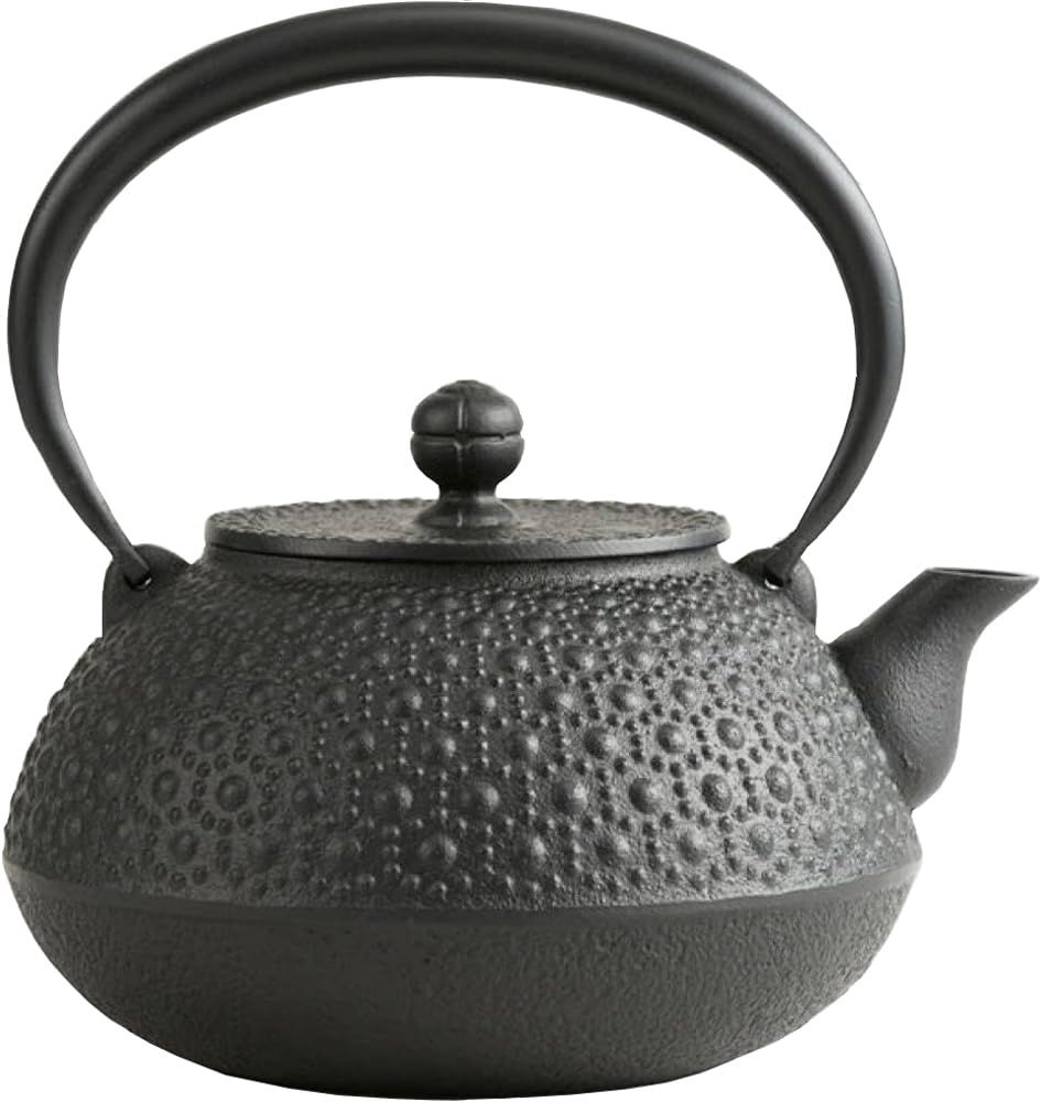 岩鋳 Iwachu 鉄瓶 9型平丸亀甲 黒焼付 釜焼 1.1L 直火用 南部鉄器 11702