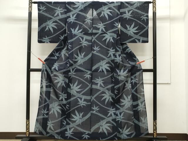 平和屋着物＊夏物 紗紬 笹竹文 正絹 逸品 CAAR9942ev