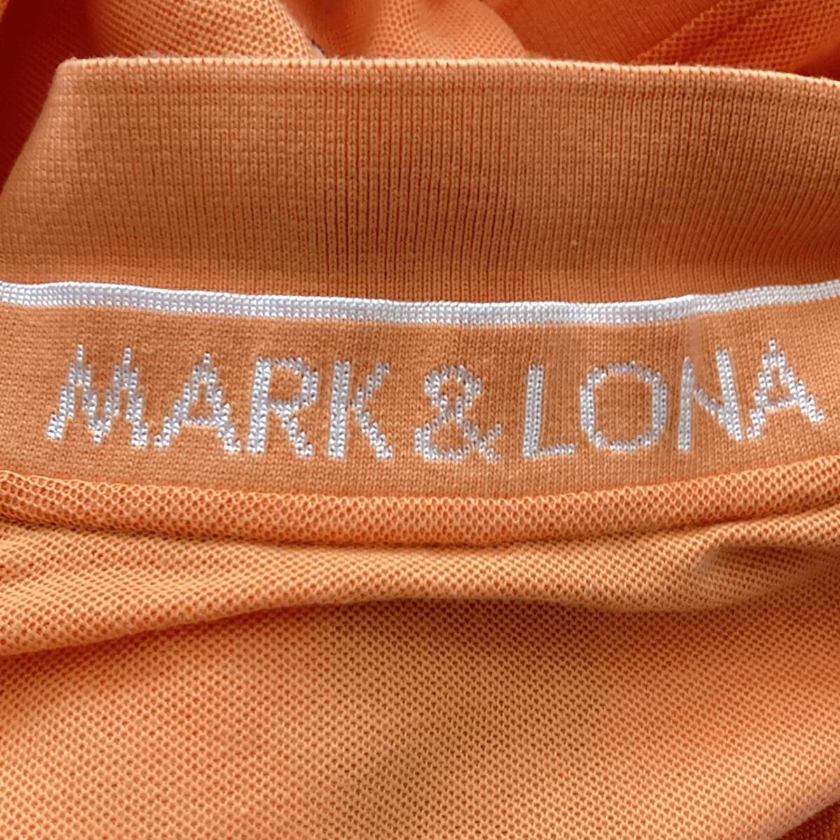 dragonマークアンドロナ 半袖 ポロシャツ 46 M オレンジ 総柄 マークアンドロナ迷彩柄ポロシャツ メンズ ゴルフ MARK&LONA
