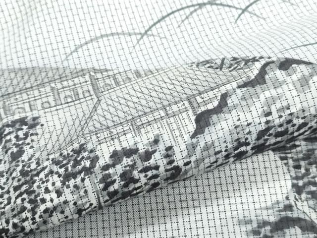 平和屋着物○訪問着 本場染大島紬 湯谷文雄 人物風景文 銀彩 正絹 逸品