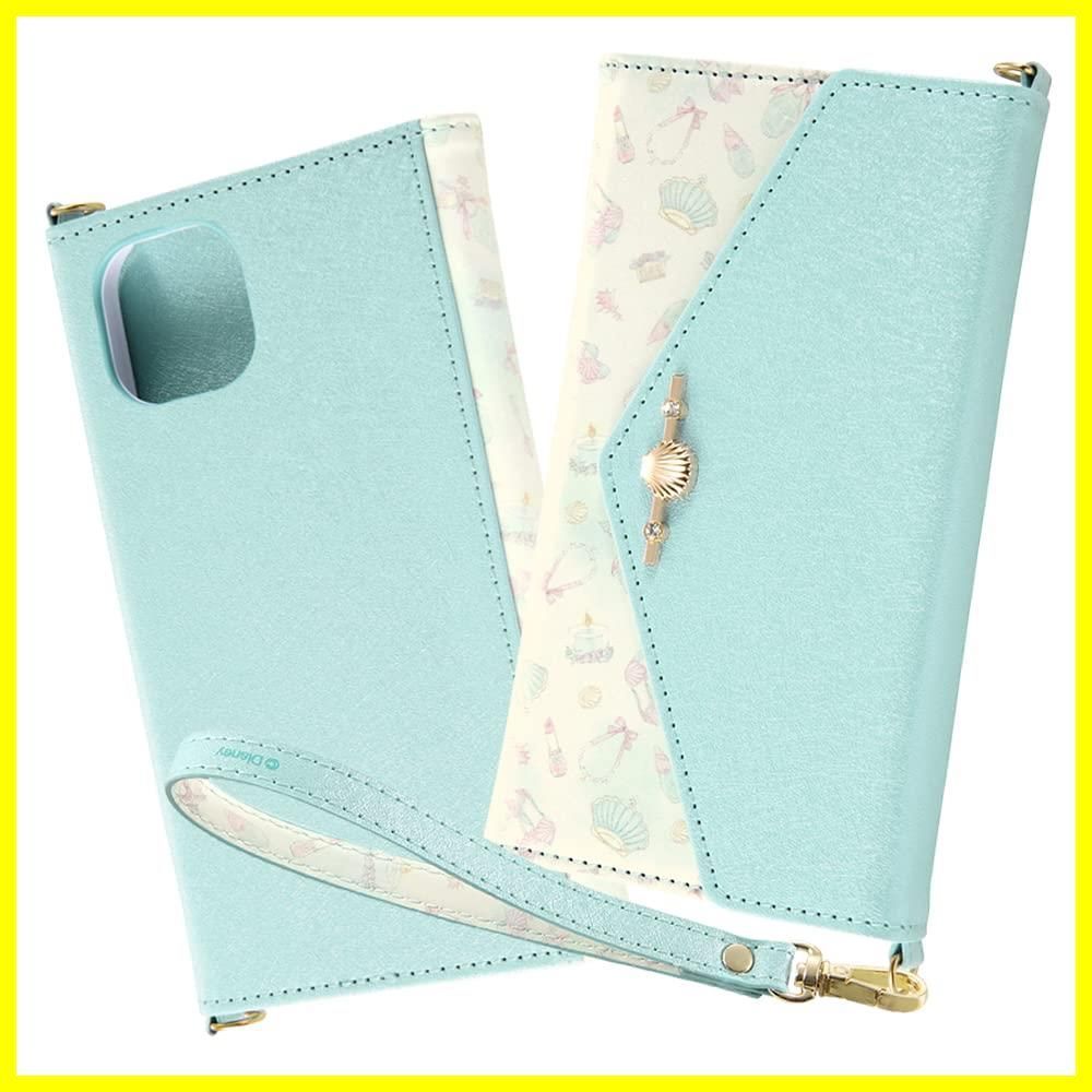 【在庫処分】13 ケース ディズニー キャラクター iPhone プリンセス 三つ折り 手帳型 レザー ミラー ストラップ付き/アリエル