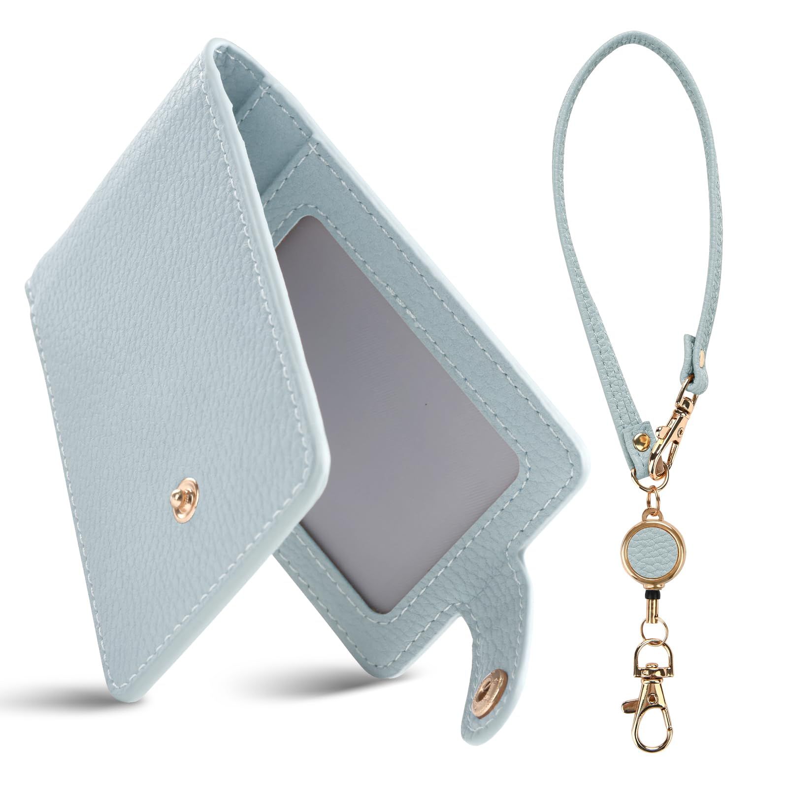 [Yeepan] 定期入れ パスケース パス入れ リール付き icカードケース カードケース 革 通勤 通学 ICカードケース ストラップ付き 3面 ICカード6枚使用可能バタフライタイプ メンズ レディース 極