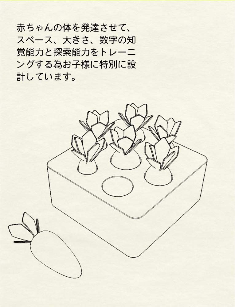 【新着商品】木製ニンジンおもちゃ空間認識 形状認識 大小認識 7粒ニンジン 幼児 3 木製パズル Dパズル 早期発育学習おもちゃ 男の子 女の子 子供 幼児 モンテッソーリ 出産祝い 入園お祝い 
