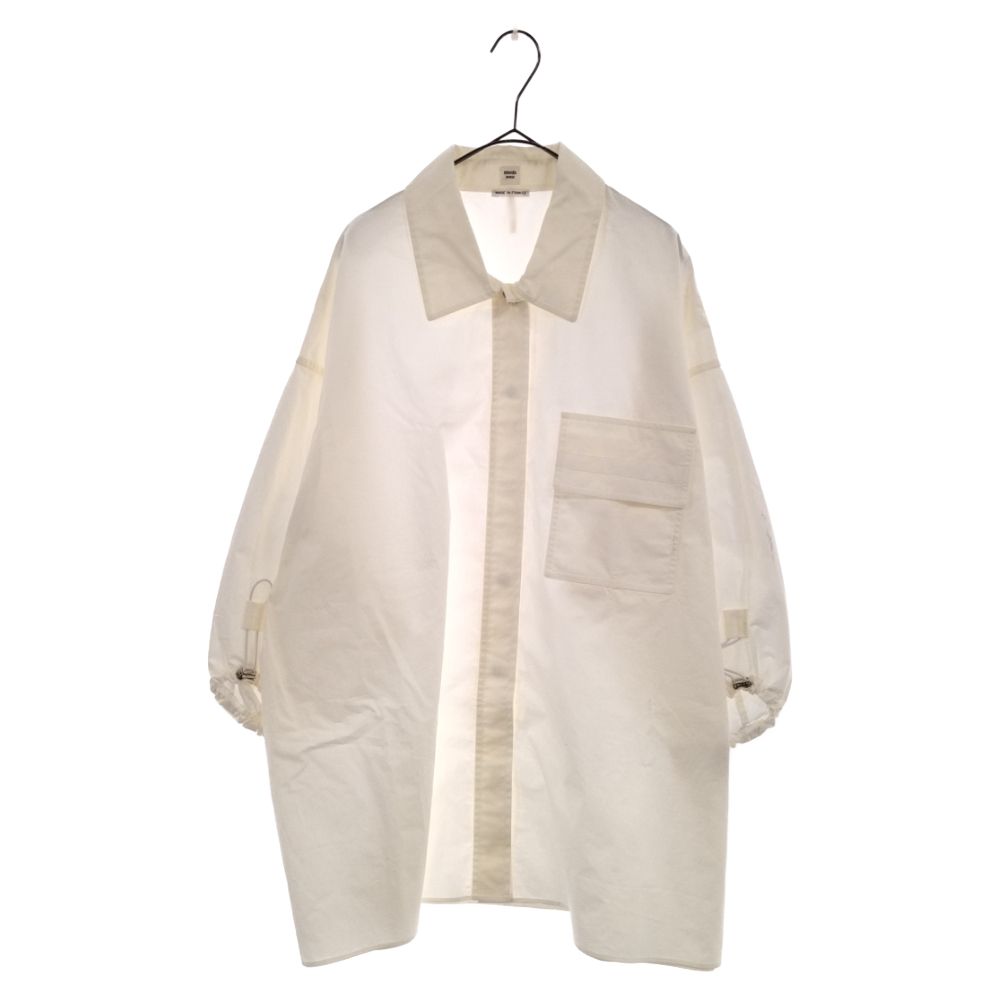 HERMES◆ドローコード/オーバサイズ/半袖シャツ/38/コットン/WHT/無地/2E0604DJ HERMES(エルメス) / ドローコード/オーバサイズ/半袖シャツ/38