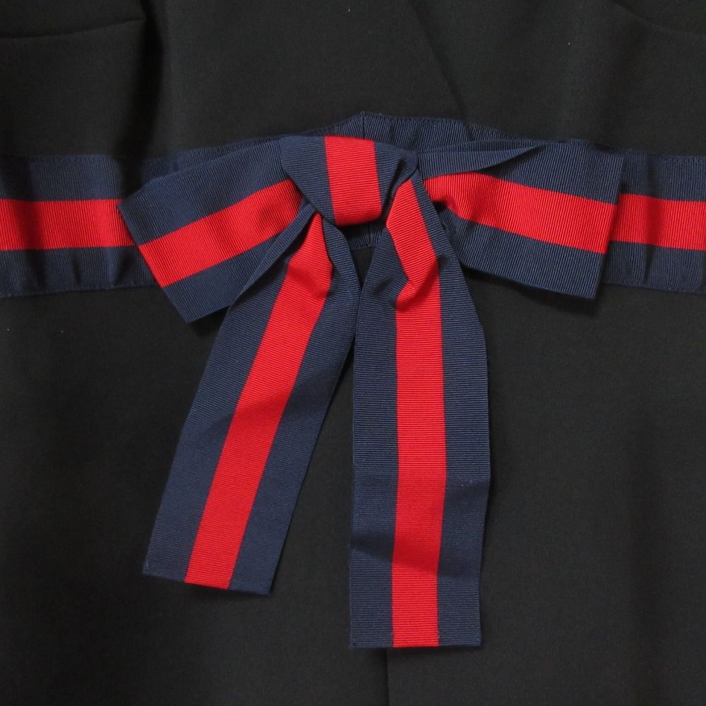 美品 GUCCI グッチ シェリーライン ジャージーVネックドレス 半袖 ひざ