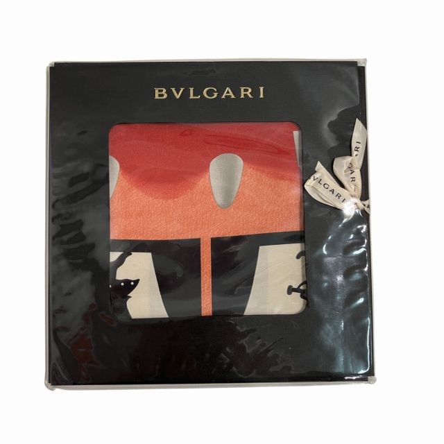 ブルガリ BVLGARI スカーフ ショール シルク サーカス 楽団 赤