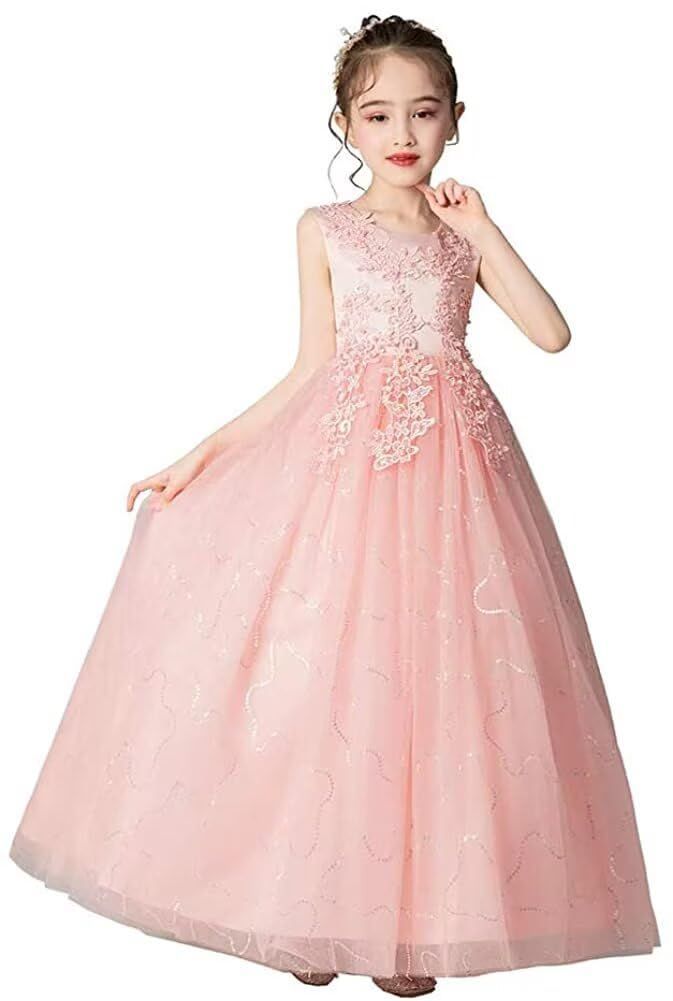 Size 120_Color ピンク Ｋａｙｉｙａｓｕ 子供ドレス ピアノ 発表会 女の子 フォーマル ロングドレス 結婚式 卒業式 パーティー 刺繍 入園式 120-170 3－13歳に適合 120 ピンク