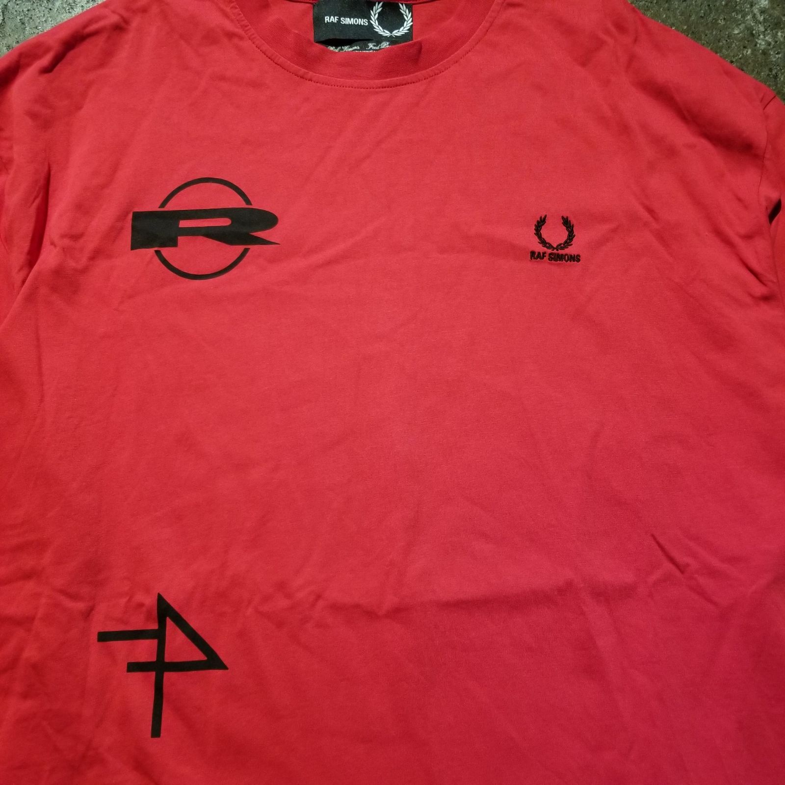RAF SIMONS 23ss × FRED PERRY Printed Long Sleeve T-Shirt L