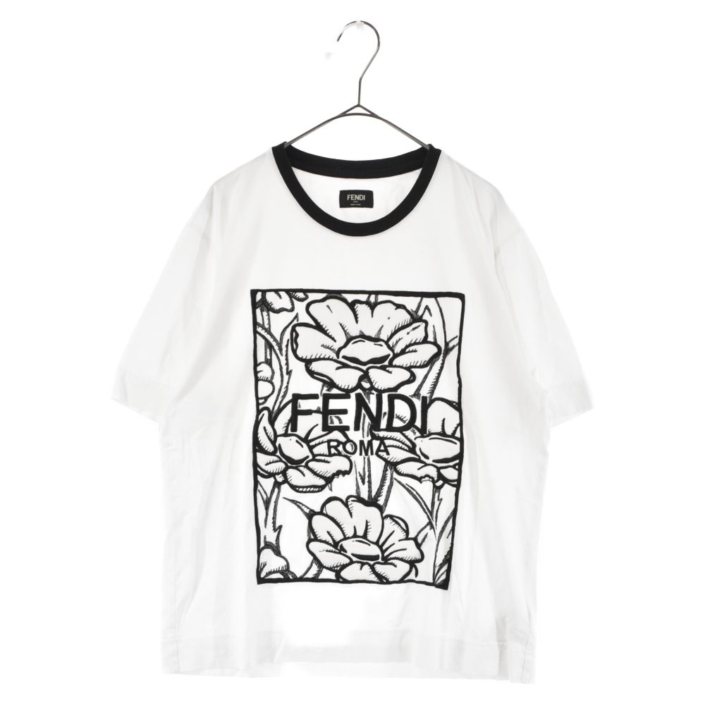 FENDI (フェンディ) CALIFORNIA SKY FLOUR EMBROIDERY TEE FY0936ACNK カリフォルニアスカイ  フラワー刺繍半袖Tシャツ ホワイト - メルカリ