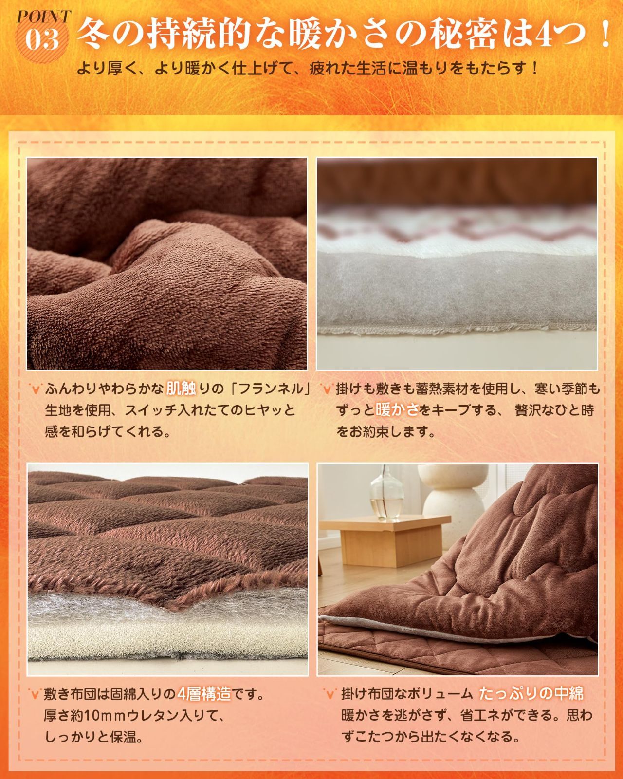 敷布団190x190cm 火燵布団セット