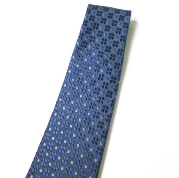 CHARVET シャルベ フランス製 ポルカドットシルクネクタイ NAVY g20577
