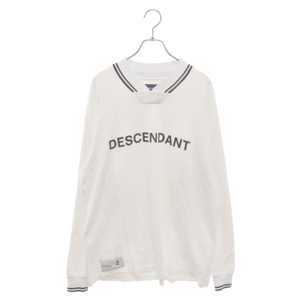 DESCENDANT (ディセンダント) Vネック フロントロゴプリント スウェット トレーナー ホワイト