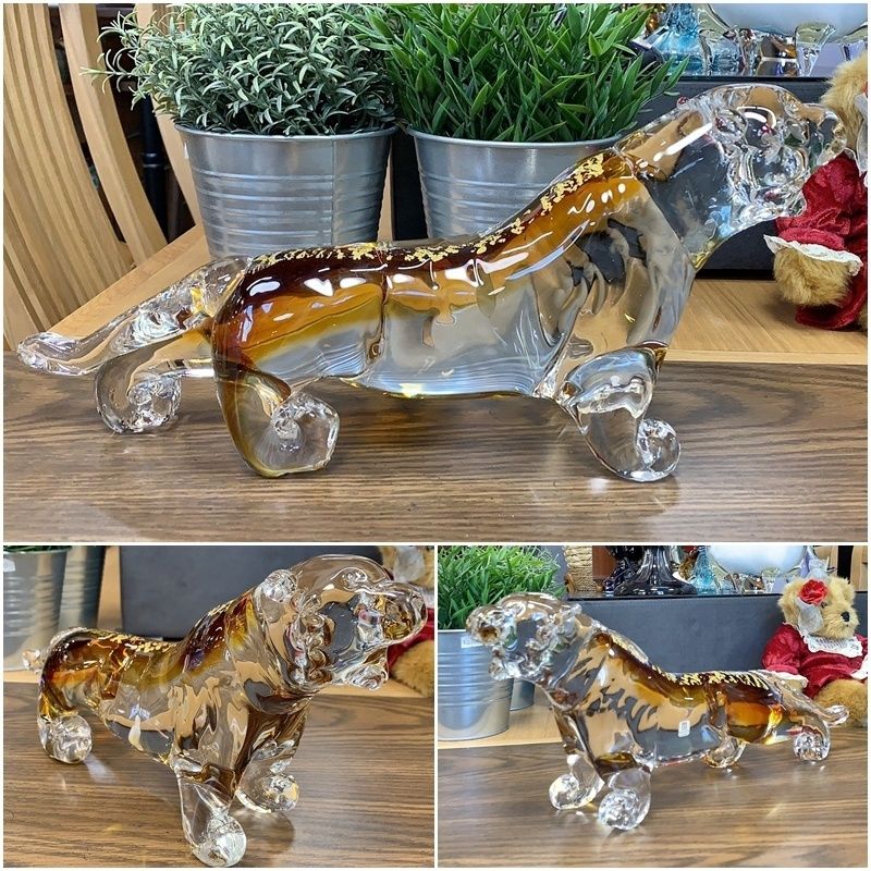 マルティグラス 虎？ 希少・美品】Multi Glass マルティグラス 虎 トラ ガラス工芸品