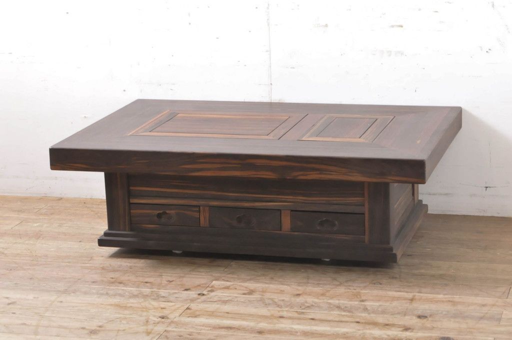 民芸家具 八角関西火鉢 天然木 囲炉裏付きテーブル