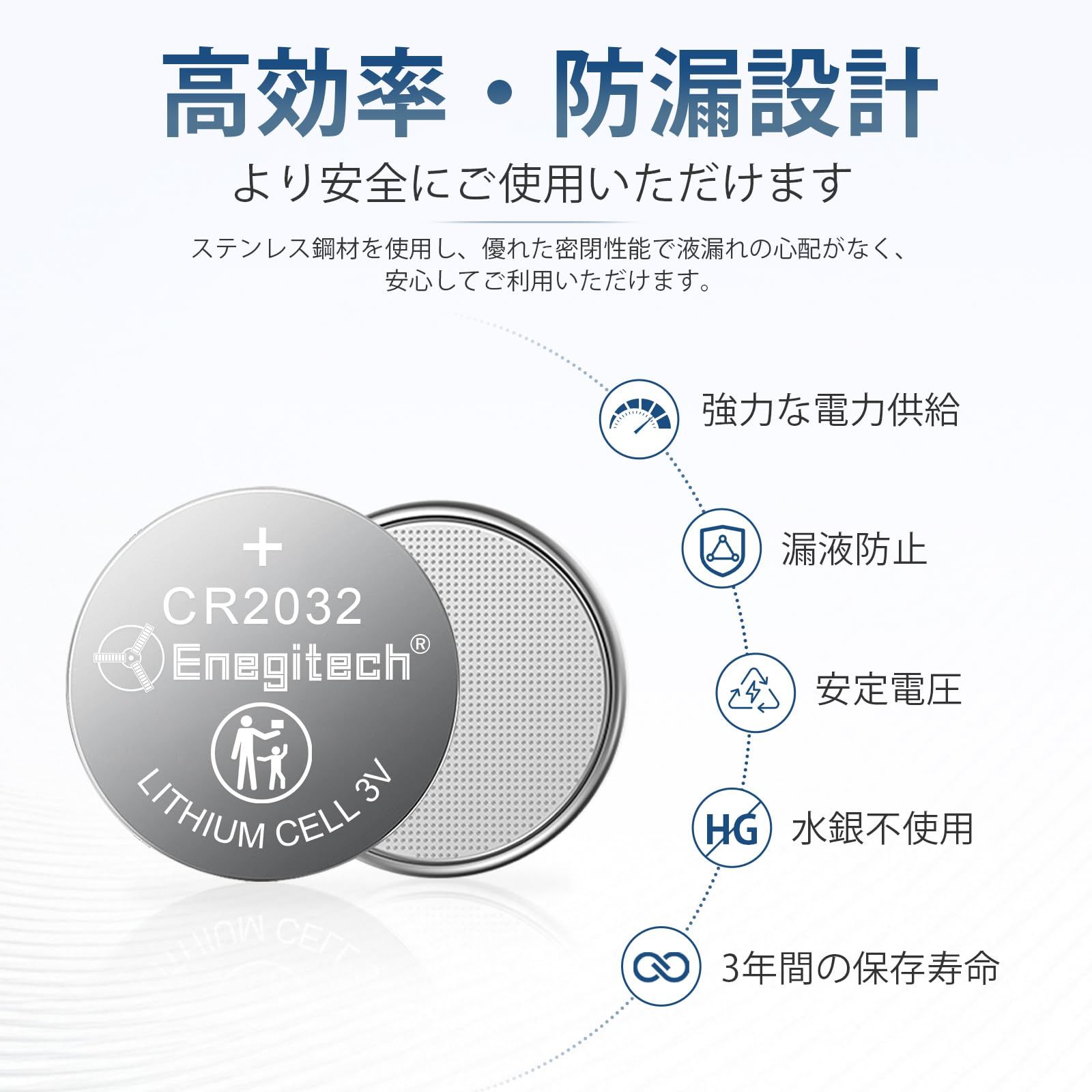 新品 Enegitech CR2032リチウムボタン電池 コイン形 CR2032 リチウム電池 3V 電卓 ワイヤレスドアベル コンピュータ リモコン  時計 体重計 水銀ゼロ 小型電子機器用コイン形電池 15個セット - メルカリ