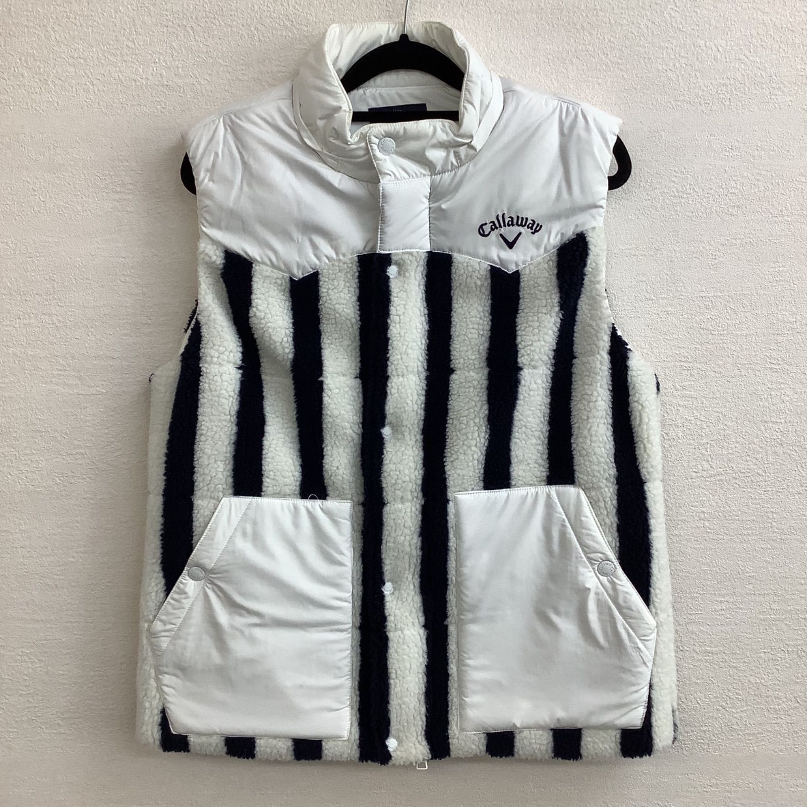 キャロウエイ 白 M ボアベスト キャロウェイ フルジップ中綿ボアベスト