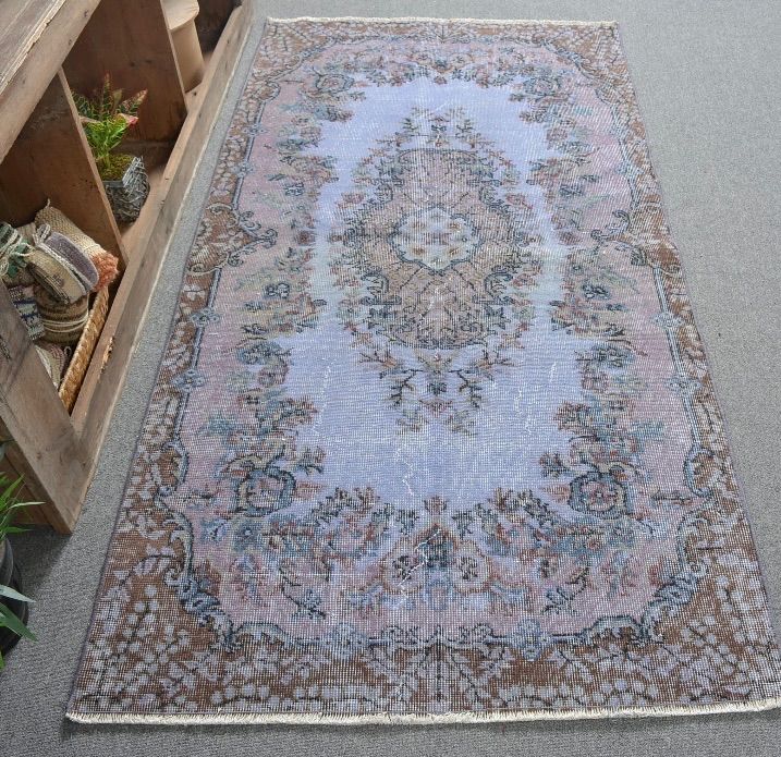 ペールオレンジ大判222×121 シャビーメダリオントルコヴィンテージラグ