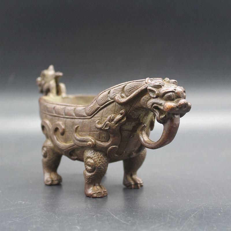銅器 重工 彫刻 龍鳳茶壺 茶杯 茶道具 工芸品 置物
