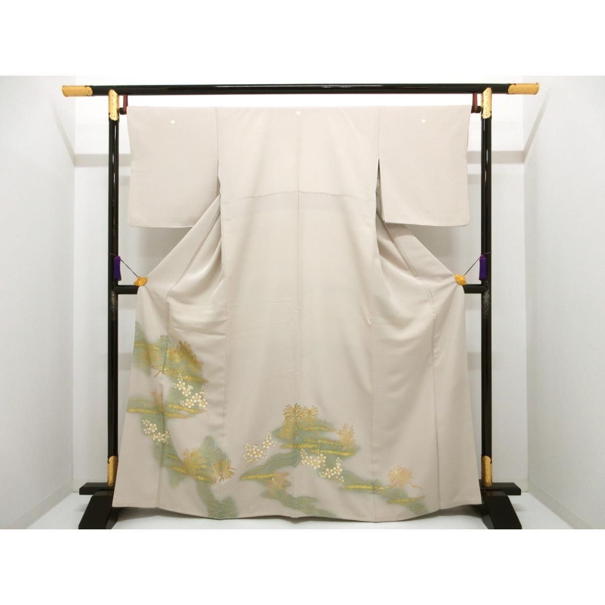 色留袖 友禅金彩加工 刺繍入りボカシ染 鬼花菱