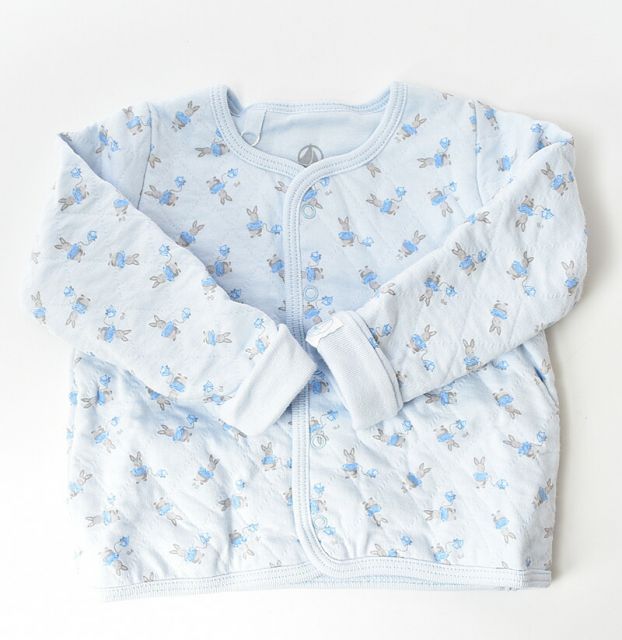 プチバトー カーディガン|上着 PETIT BATEAU ベビー 男の子用 プリント|ウサギ ブルー 出産祝い 出産祝い