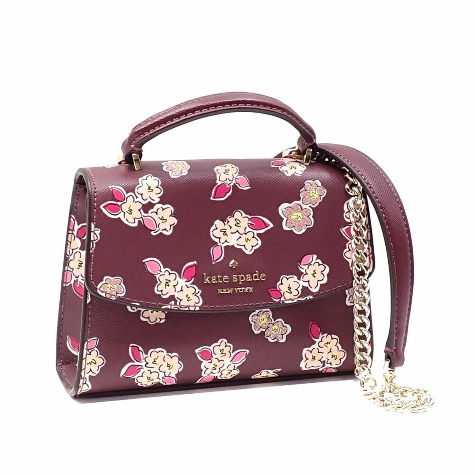 ケイト スペード Kate Spade ケイトスペード チェーンショルダーバッグ マイクロ サッチェル レディース ディープベリー K9405 フロステッドフローラル フラワー 花