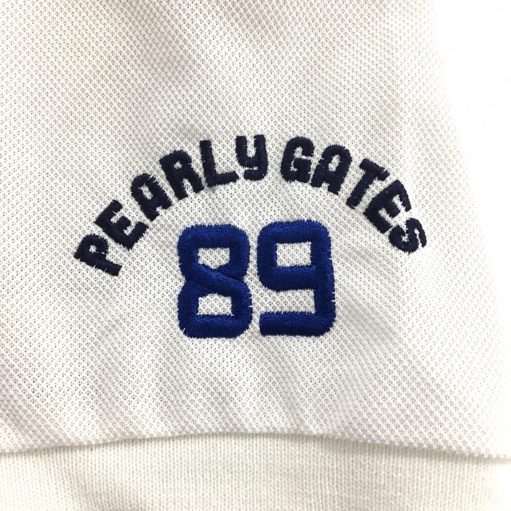パーリーゲイツ 半袖ポロシャツ 白×黒 襟裏ジグザグボーダー レディース 2(L) ゴルフウェア PEARLY GATES パーリーゲイツ 半袖ポロシャツ PEARLY GATES（パーリーゲイツ） 襟裏ジグザグ 襟裏・袖口