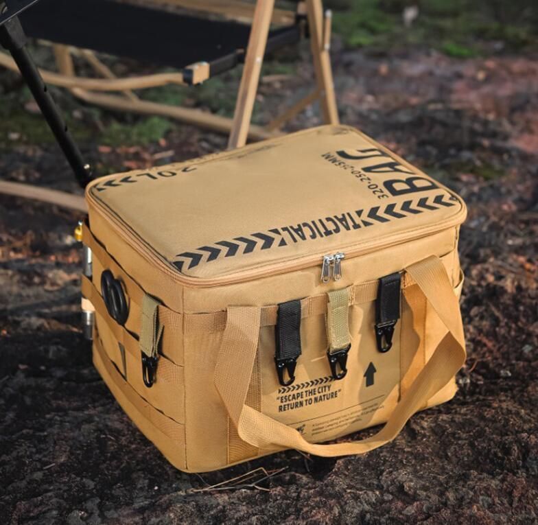 人気アウトドア大容量多機能収納バック 20L 防水パック キャンティーン サバゲー サバイバルゲーム キャンプ 野外登山 38x27x25cm カーキ