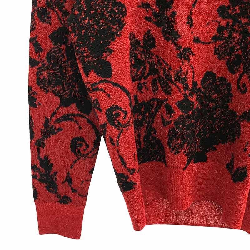 【美品】  DRIES VAN NOTEN / ドリスヴァンノッテン | 2020SS | × CHRISTIAN LACROIX ゴブラン柄 グリッター ニット | S | ブラック/レッド | レディース 美品】 DRIES VAN NOTEN / ドリスヴァンノッテン | 2020SS