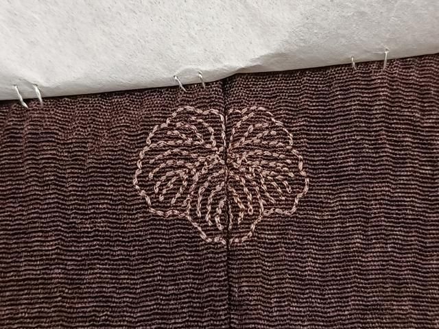 平和屋着物○伝統工芸士 山本富男 小紋 ロング丈 ふくれ織 天目染め