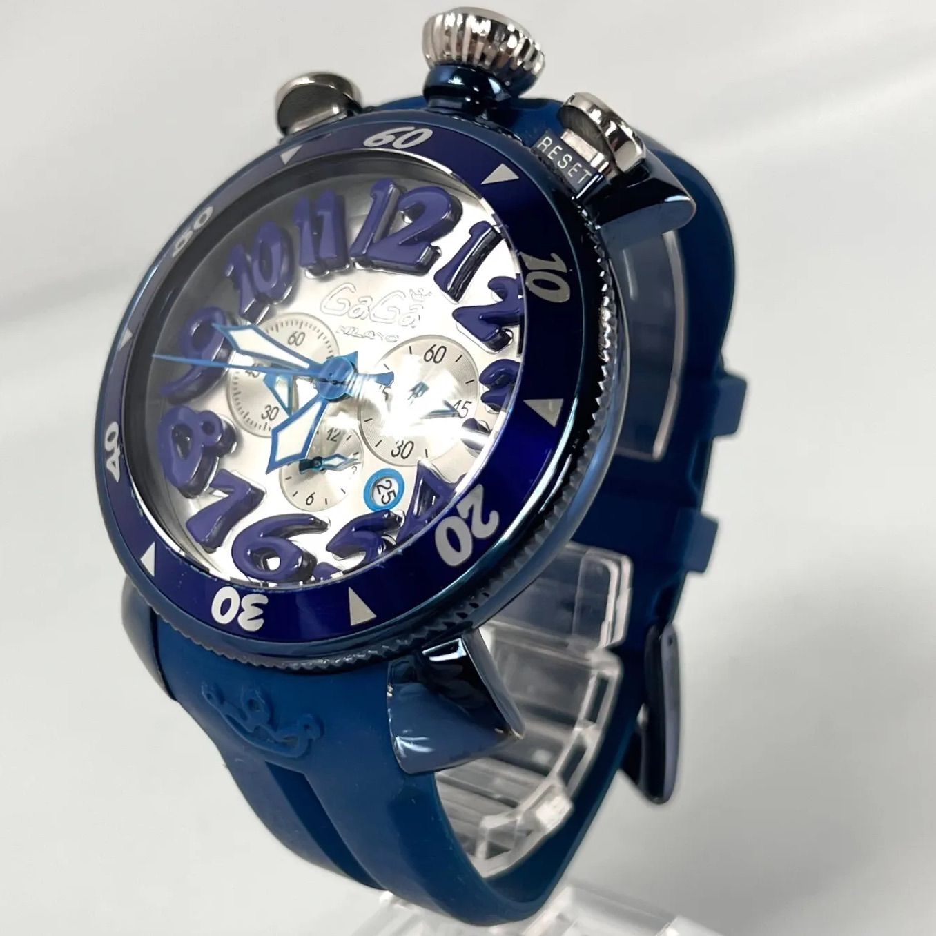 MM48ガガミラノMM48シルバー クオーツ メンズ 腕時計 クロノグラフ ...