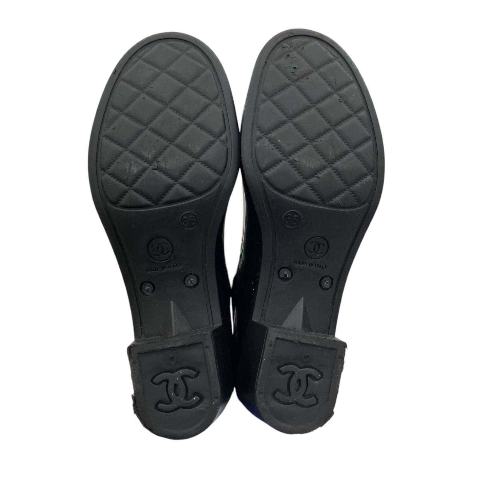 【即納！】186005　収納ケース付き☆　現状品　CHANEL シャネル　レインブーツ　レディース　36サイズ　ブラック　カメリア　ココマーク　ラメ入り 水に強い