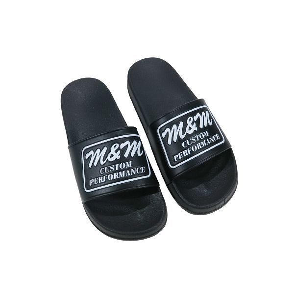黒 M&M CUSTOM PERFORMANCE ロゴ サンダル エムアンドエム M&M CUSTOM PERFORMANCE - SANSALS / BLACK / エンボスロゴ