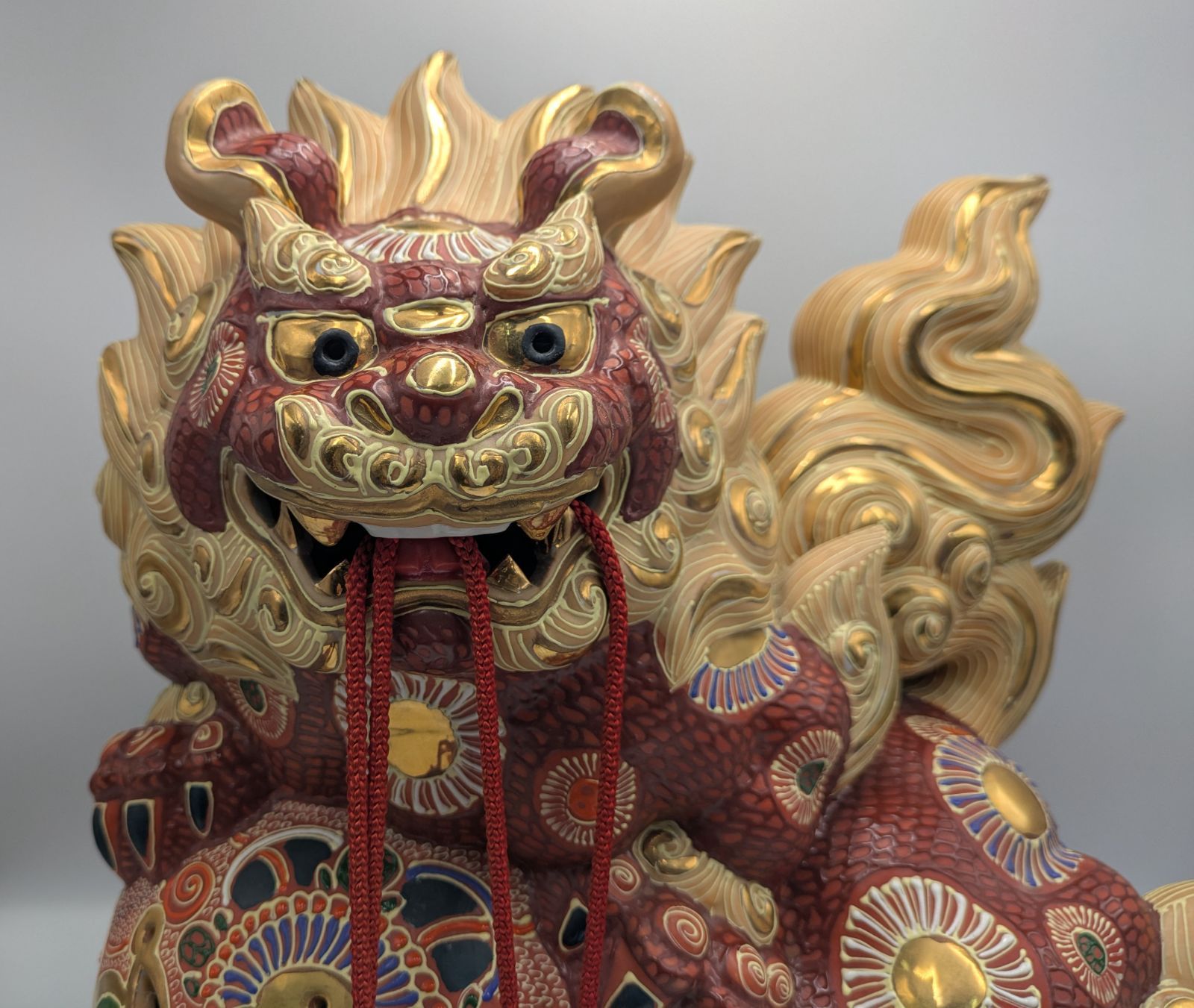 九谷焼 骨董 民芸品 宝獅子 魔除け獅子 縁起物 獅子 狛犬 置物 玉乗り 