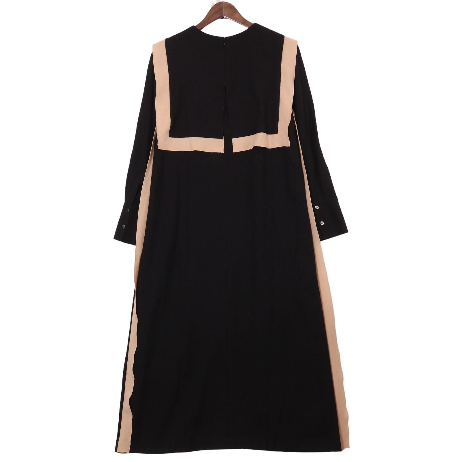 ADORE アドーア 22年製 ブラック バイ ラインジョーゼットセーラーヨークワンピース 36