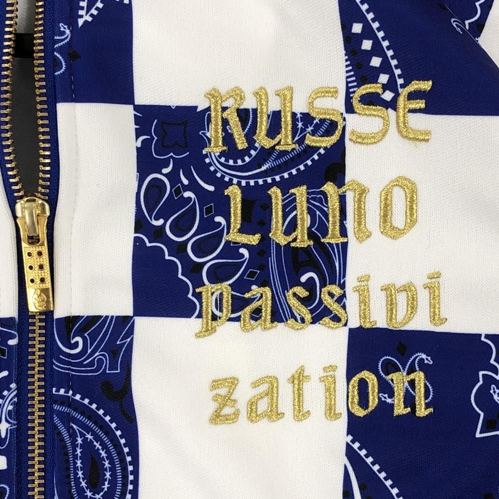 新品 ラッセルノ ゴルフ パデッド ジャケット ペイズリー ホワイト M 4 超美品】ラッセルノ ジャケット ジャケット ブルー×白 ブロック