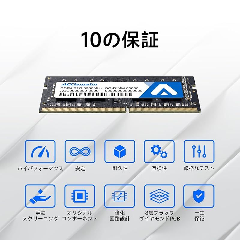 32GB 3200MHz Memory DDR4 SO-DIMM/ PC4-25600 1.2V (32GB x 1枚