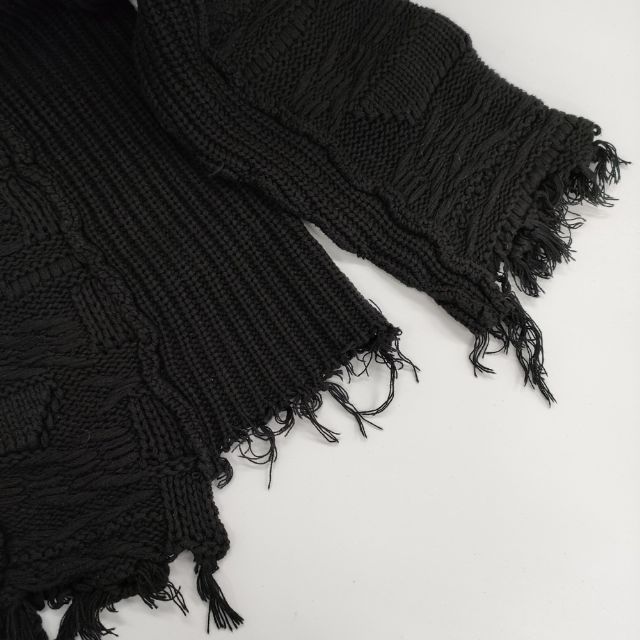 PERVERZE WAVE STRIPE CRASH KNIT ダメージ加工 0121010511 カーディガン ブラック レディース パーバーズ【中古】5-0503M∞ PERVERZE WAVE STRIPE CRASH KNIT ダメージ加工 0121010511