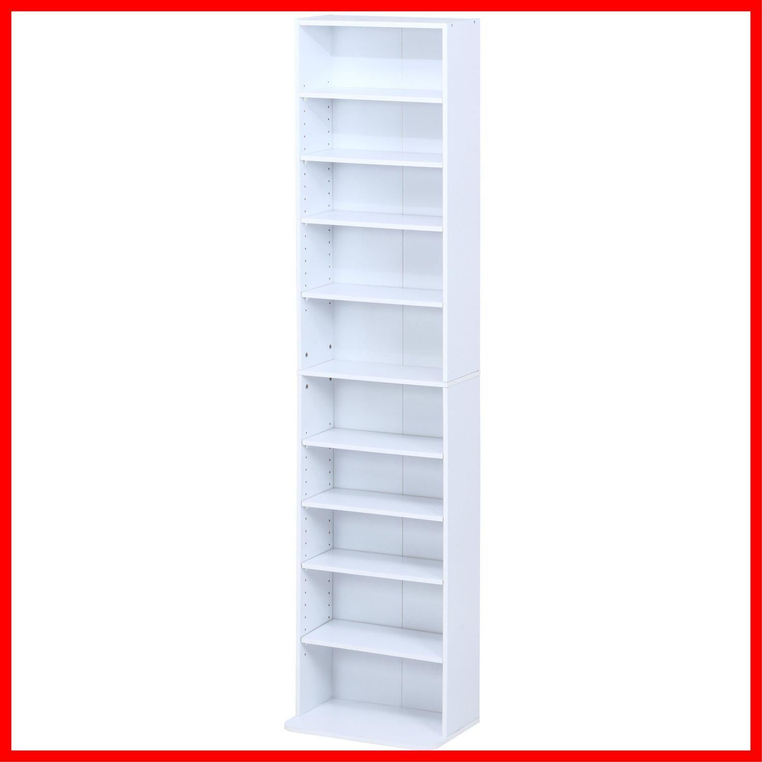 商品 CD-DVDラック 10段 本棚 幅42×奥行19 28×高さ180 cm ホワイト リビング収納 可動棚 不二貿易 棚板高さ調節 組立商品 97555