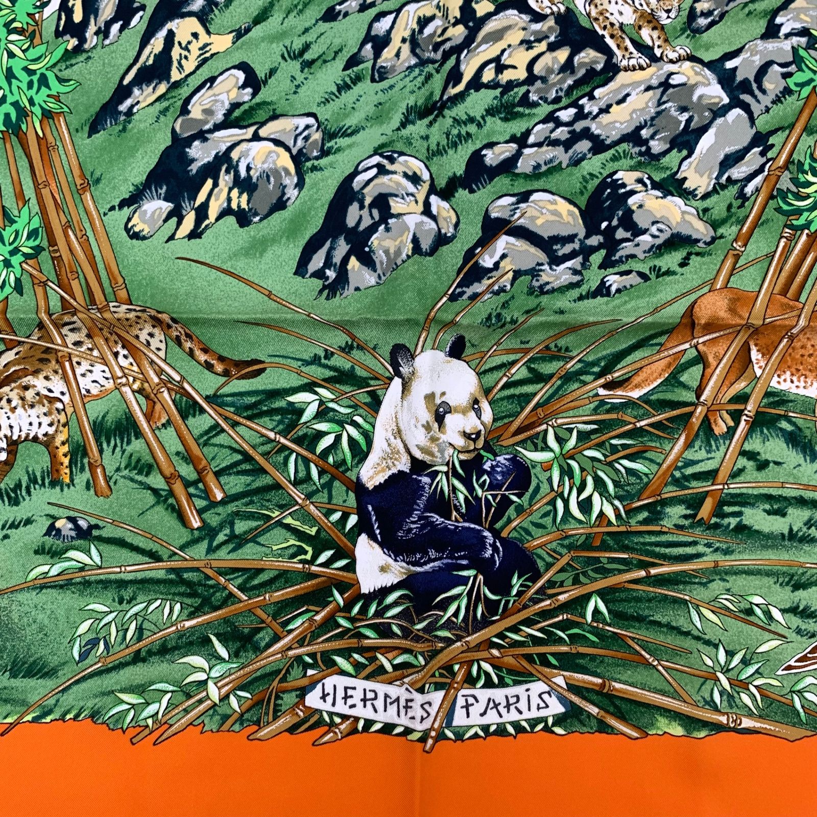 極美品 HERMES エルメス カレ90 SICHUAN 四川省 オレンジ x マルチ 