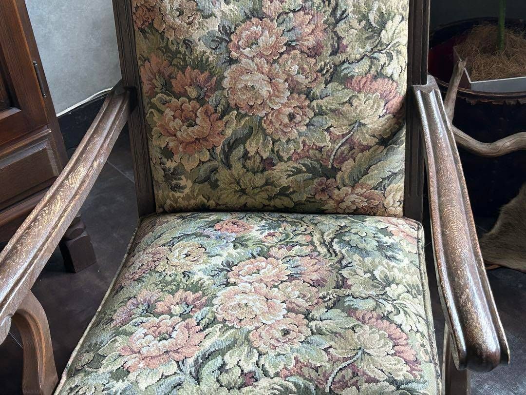 ヴィンテージ アンティーク アームチェア ろくろ調 ソファ ゴブラン